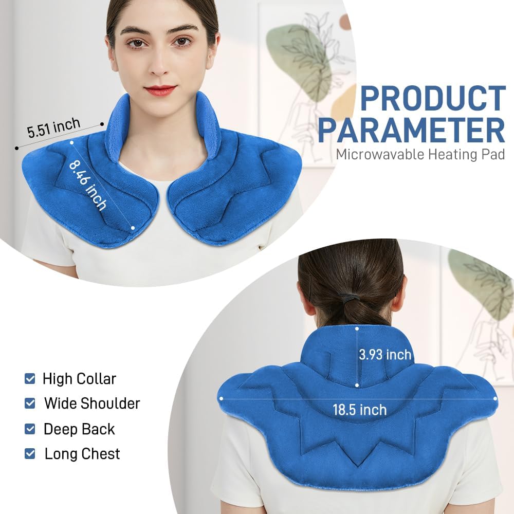 Microwavable Heat Pad for Neck and Shoulders, Weighted Microwave Moist Heating Wrap for Pain Relief Sore Muscle Stress Tension, Heated Wrap with Aromatherapy, Hot & Cold Compress, Grey