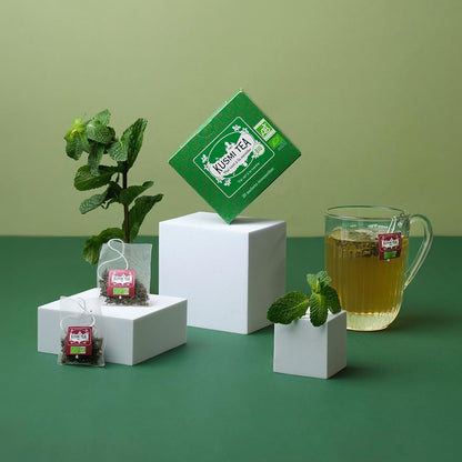 Kusmi Tea - Spearmint Green - Organic Blend of Gunpowder Green Tea with Mint - Peppermint Tea - Enjoy Hot or Ice - Organic Flavored Green Tea - 20 Tea Bags