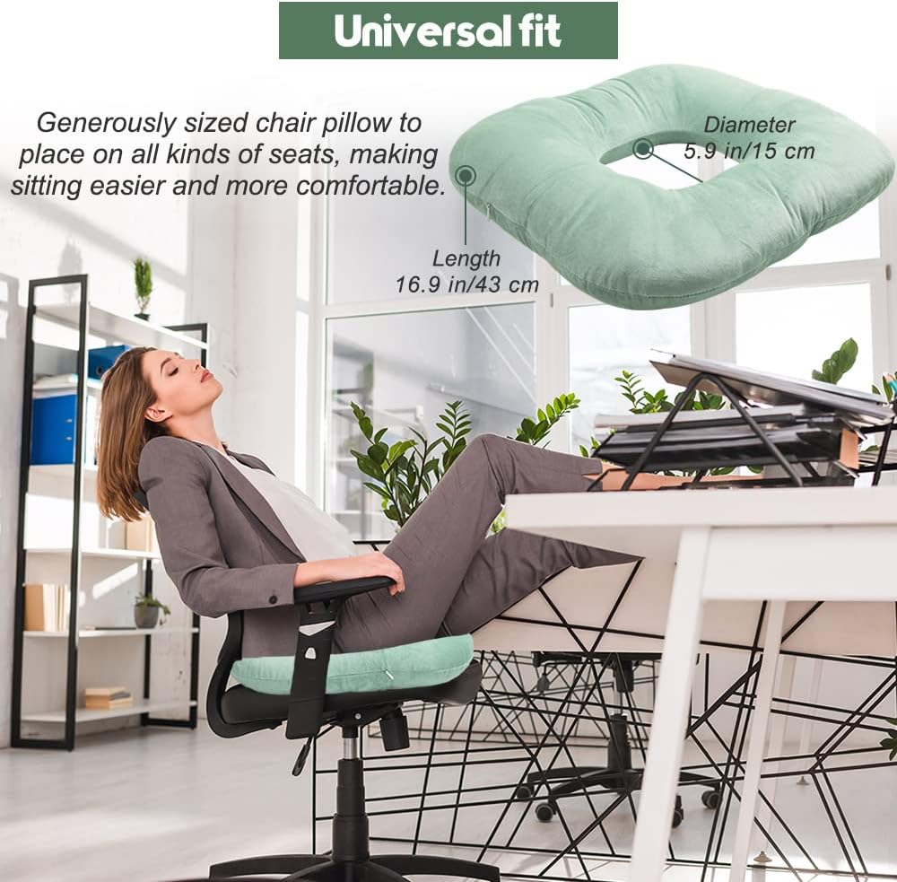 Stuffed Donut Pillow Seat Cushion | for Tailbone and Coccyx Pain, Hemorrhoids, Bed Sores, Pregnancy, Prostate, Surgery Recovery, Sitting Pressure Relief, for Home, Office and Car (Grey)