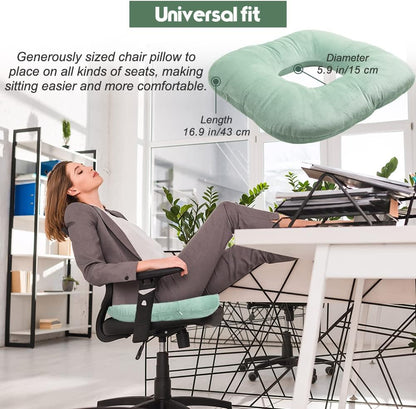 Stuffed Donut Pillow Seat Cushion | for Tailbone and Coccyx Pain, Hemorrhoids, Bed Sores, Pregnancy, Prostate, Surgery Recovery, Sitting Pressure Relief, for Home, Office and Car (Grey)