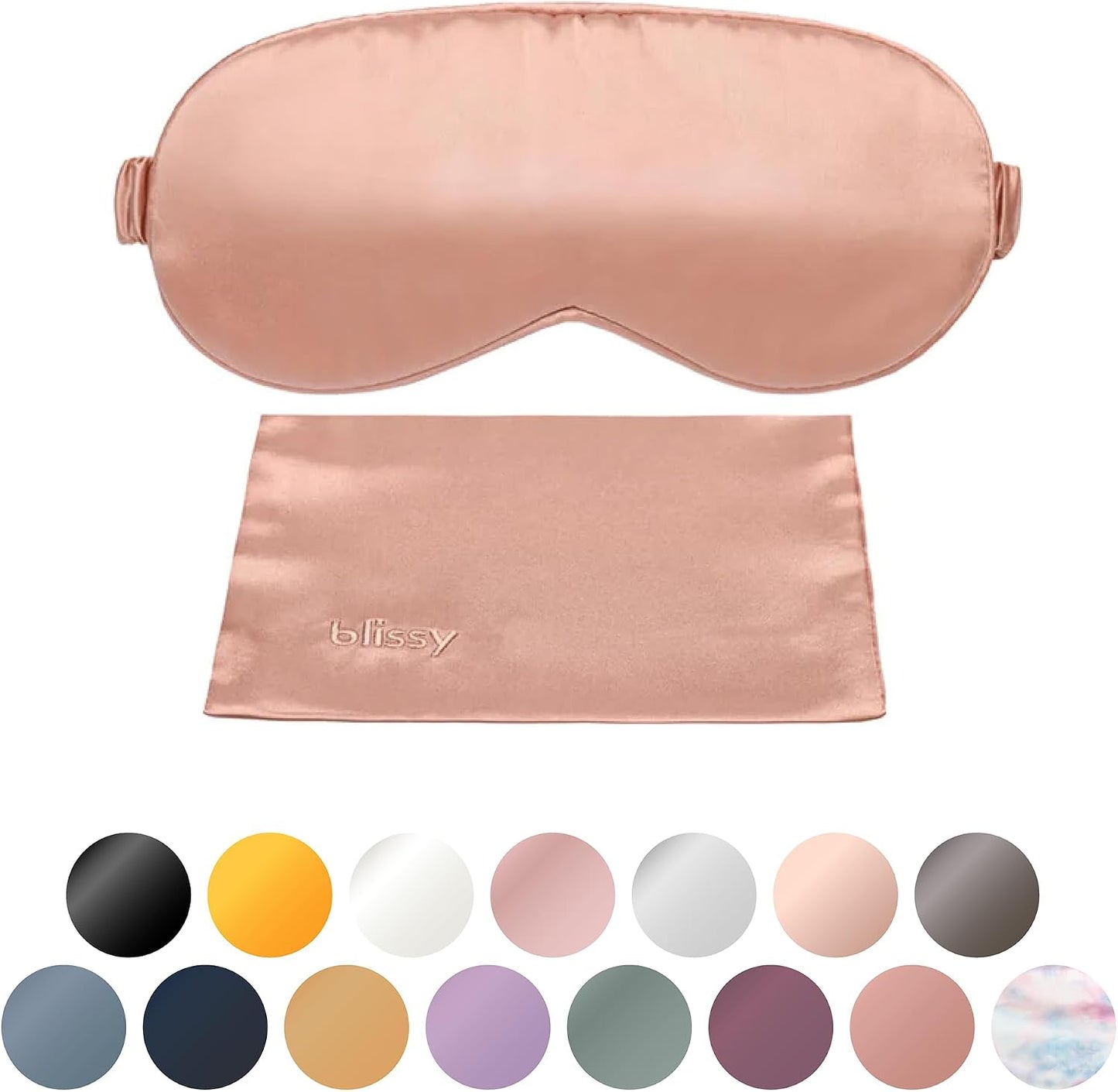 Blissy Silk Sleep Mask - Eye Sleeping Mask for Women & Men for Total Blackout - 100% Pure Mulberry Silk, 22 Momme 6a Fibers - Blindfold Sleep Mask Side Sleeper Eye Cover (Non Adjustable)