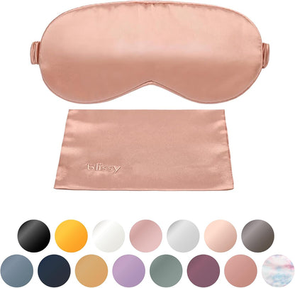 Blissy Silk Sleep Mask - Eye Sleeping Mask for Women & Men for Total Blackout - 100% Pure Mulberry Silk, 22 Momme 6a Fibers - Blindfold Sleep Mask Side Sleeper Eye Cover (Non Adjustable)