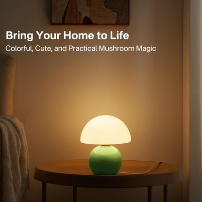 Dawnwake Mushroom Lamp Table Lamp for Bedroom,Desk Bedside Small Lamps for Living Room Night Stands,Mushroom Decor Cute Mini Modern Mid Century Lamps,Unique Aesthetic Home Living Room Decor(White)