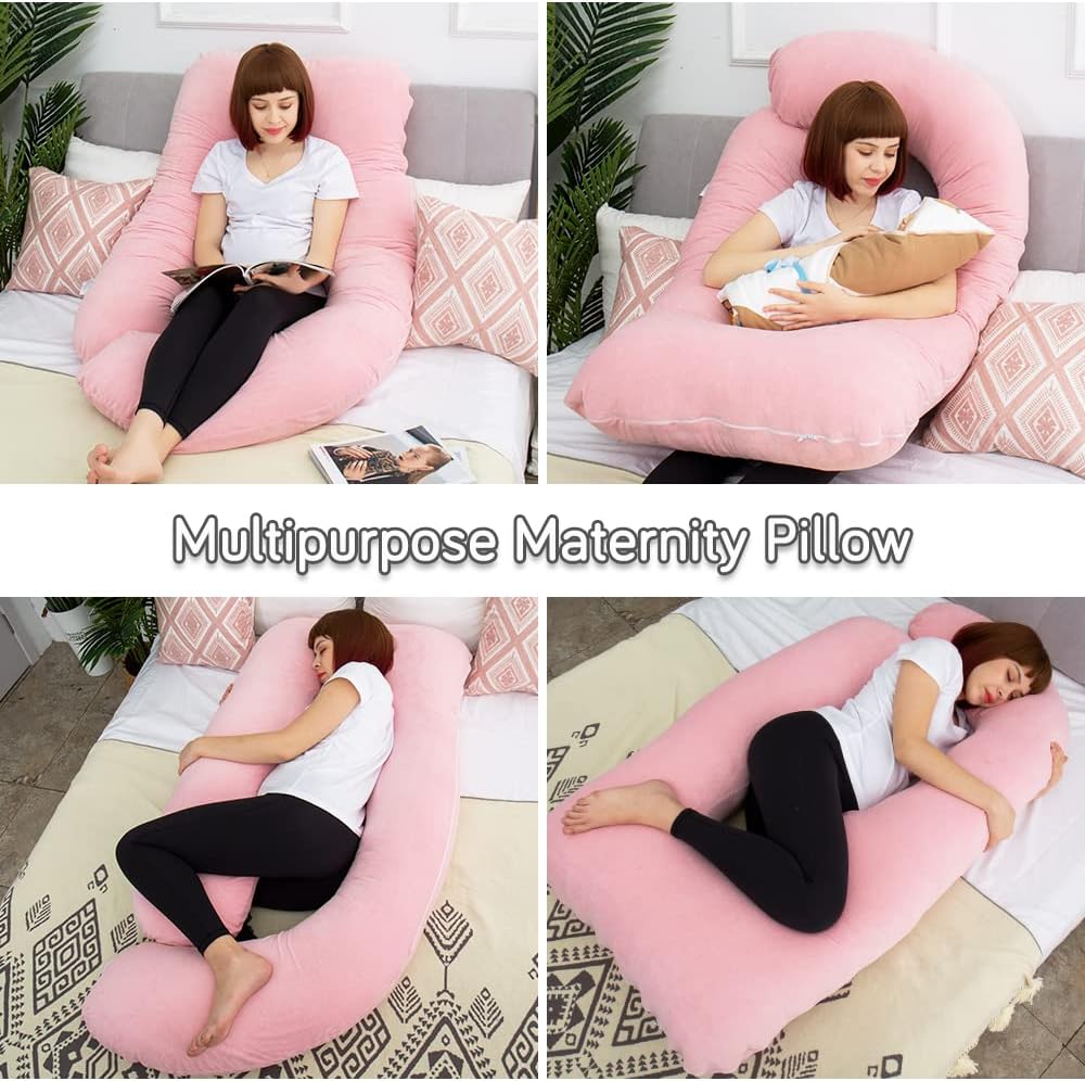 60 Inch Pregnancy Pillow for Sleeping, Extra Large U Shaped Body Pillow, Maternity Pillow for Pregnant Women with Velvet Cover (Dark Grey)