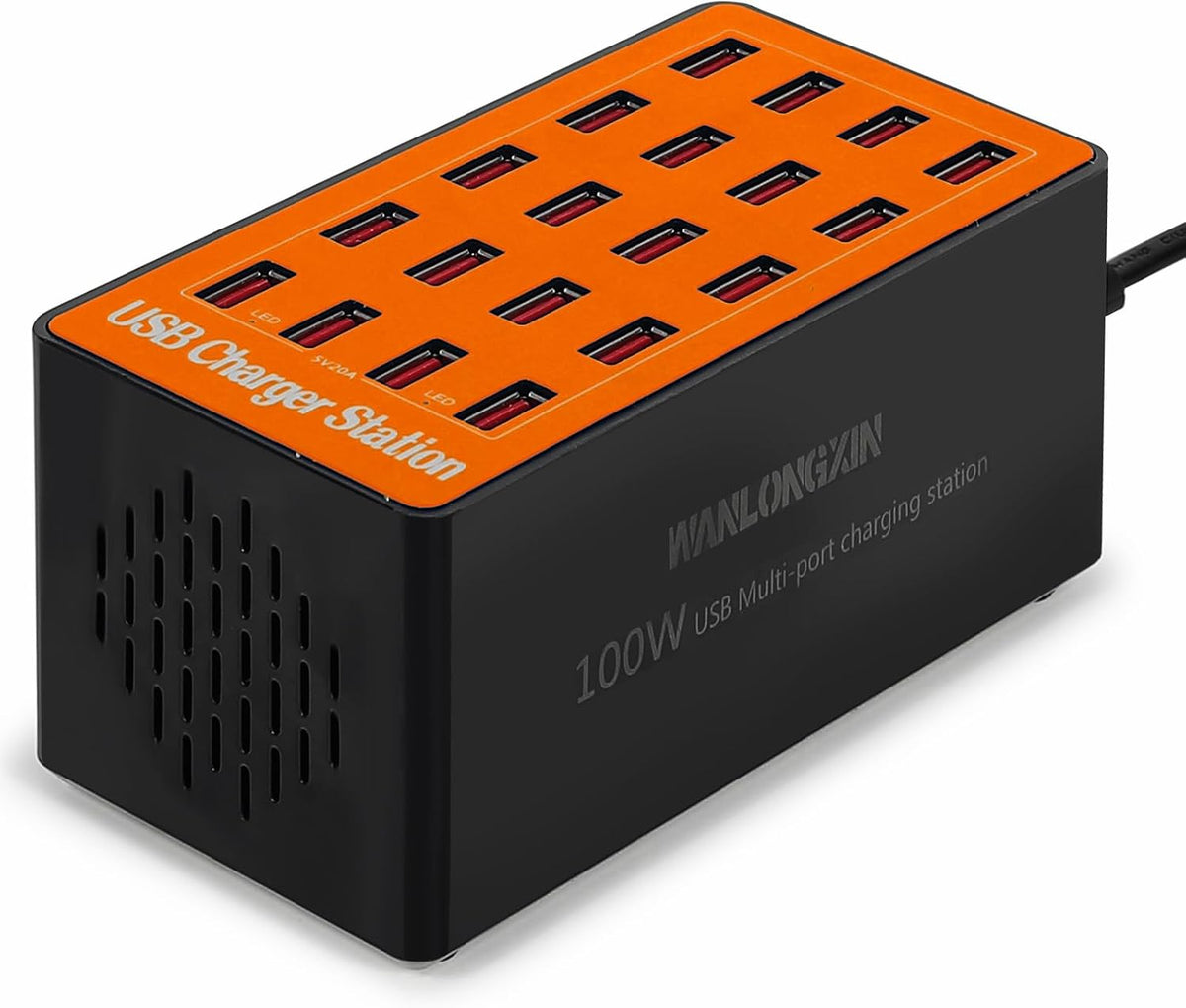 USB Charging Station,100W 20-Port Multi Smart Safety Fast Charger Station for Phone Tablet Watch Headphone PS, Compact Desktop Charger Home Office Travel