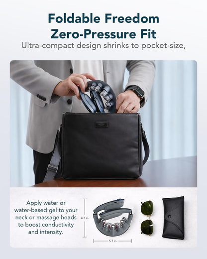 SKG G7 Pro Fold Neck Massager for Strain Relief Deep Tissue with Heat and Vibration Cordless Travel Massager, Father's Day Dad Gifts Foldable Neck Massager for Office Home Car Travel