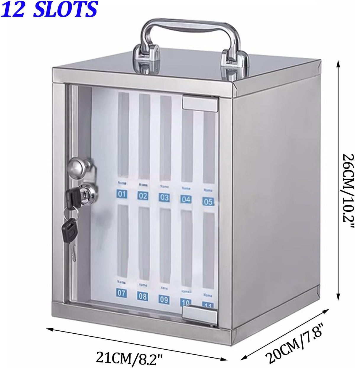 48-Slot Wall-Mounted Phone Storage Box,Lockable Nizer for Mobile Devices,Multi-Slot Charging Station,Silver,Perfect for Home & Office Use,Silver,36Slots