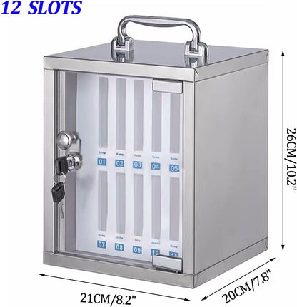 48-Slot Wall-Mounted Phone Storage Box,Lockable Nizer for Mobile Devices,Multi-Slot Charging Station,Silver,Perfect for Home & Office Use,Silver,36Slots