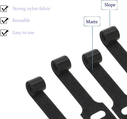 Cable Labels for Cords, 60 Pack Reusable Hook and Loop Ties, 2 Markers
