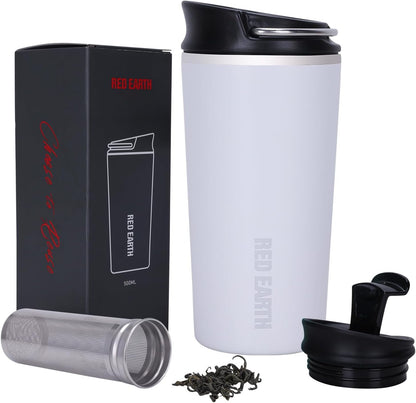 GiNT 17oz Travel Tea Mug with Infuser, 2 Lids. Vacuum Insulated 316 Stainless Steel Coffee Mug. Dishwasher Safe Tea Cup with Strainer for Hot & Cold Brew Coffee. Mothers Day Gifts for Mom (Green)