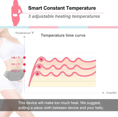 Portable Cordless Heating Pad, Electric Waist Belt Device, Fast Heating Pad with 3 Heat Levels and 3 Massage Modes, Back or Belly Heating Pad, Gift for Her, Women and Girl