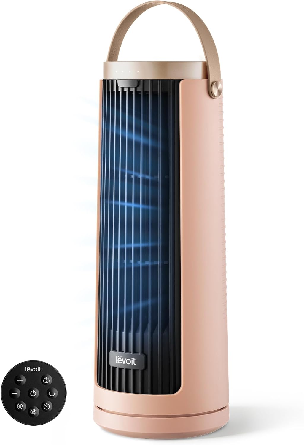 LEVOIT Tower Fan for Bedroom, 20dB Quiet Desk Fan with 23ft/s, Portable & Easy to Carry, 3-Angle & 5-Speed Mini Oscillating Fan, DC Motor, Bladeless, Remoter, 12H Timer, for Home, Room, Office, White