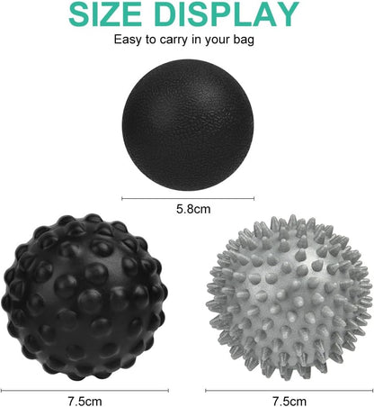 URAQT Spiky Massage Ball Set, 2 Pack Physical Therapy Massage Balls, Hard Lacrosse Ball & Spiky Massage Ball for Myofascial Release and Trigger Point Deep Tissue Massage (Blue)