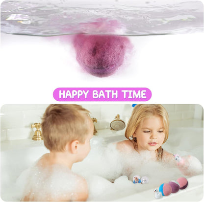 Bath Bomb Gift Set with Toys Inside, 20 Pack Organic Bath Bombs for Kids, Kids Safe Handmade Fizzy Balls for Kid, Ideal Birthday Gift for Boys & Girls