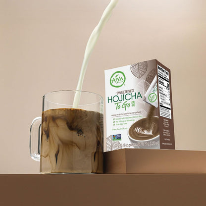 Aiya Japanese Sweetened Matcha Powder to Go Sticks - Ceremonial Grade, Vegan-Friendly, Gluten-Free - 8 Individually Packed Single-Serving Sticks for Freshness and Convenience