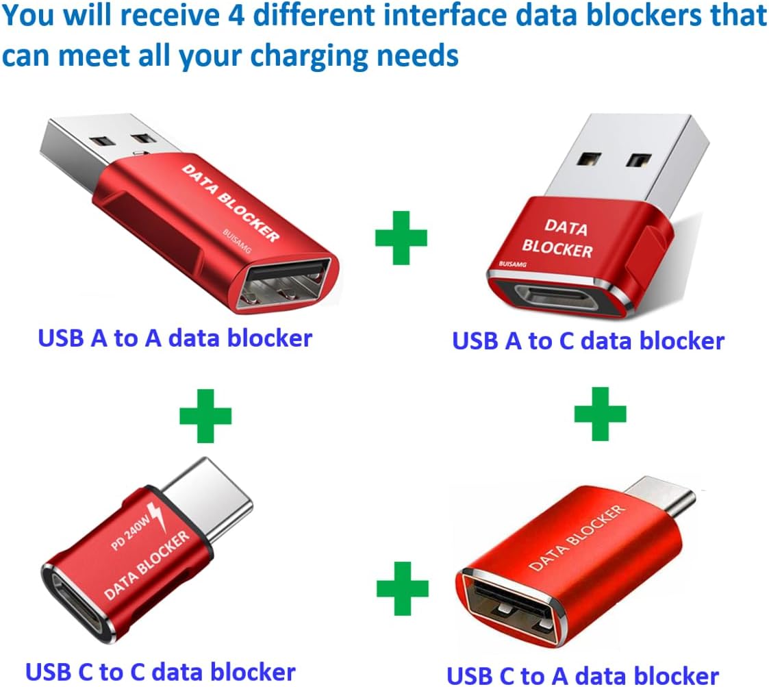 Data Blocker, USB C Data Blocker Protect Against Juice Jacking, 6-pcs