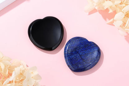YATOJUZI Thumb Worry Stones for Anxiety Stress Relief Items Healing Crystals Natural Amethyst Rose Quartz Crystal Palm Pocket Stone Gemstones Meditation Reiki Spiritual Gifts for Women Men 2PCS