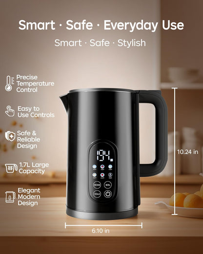 Electric Kettle with Temperature Control, 1.7L Hot Water Kettle for Tea, Coffee & Daily Use, 5 Presets, 2H Keep Warm, Stainless Steel Interior, Auto Shut-Off, Cordless Electric Tea Kettle, Blue
