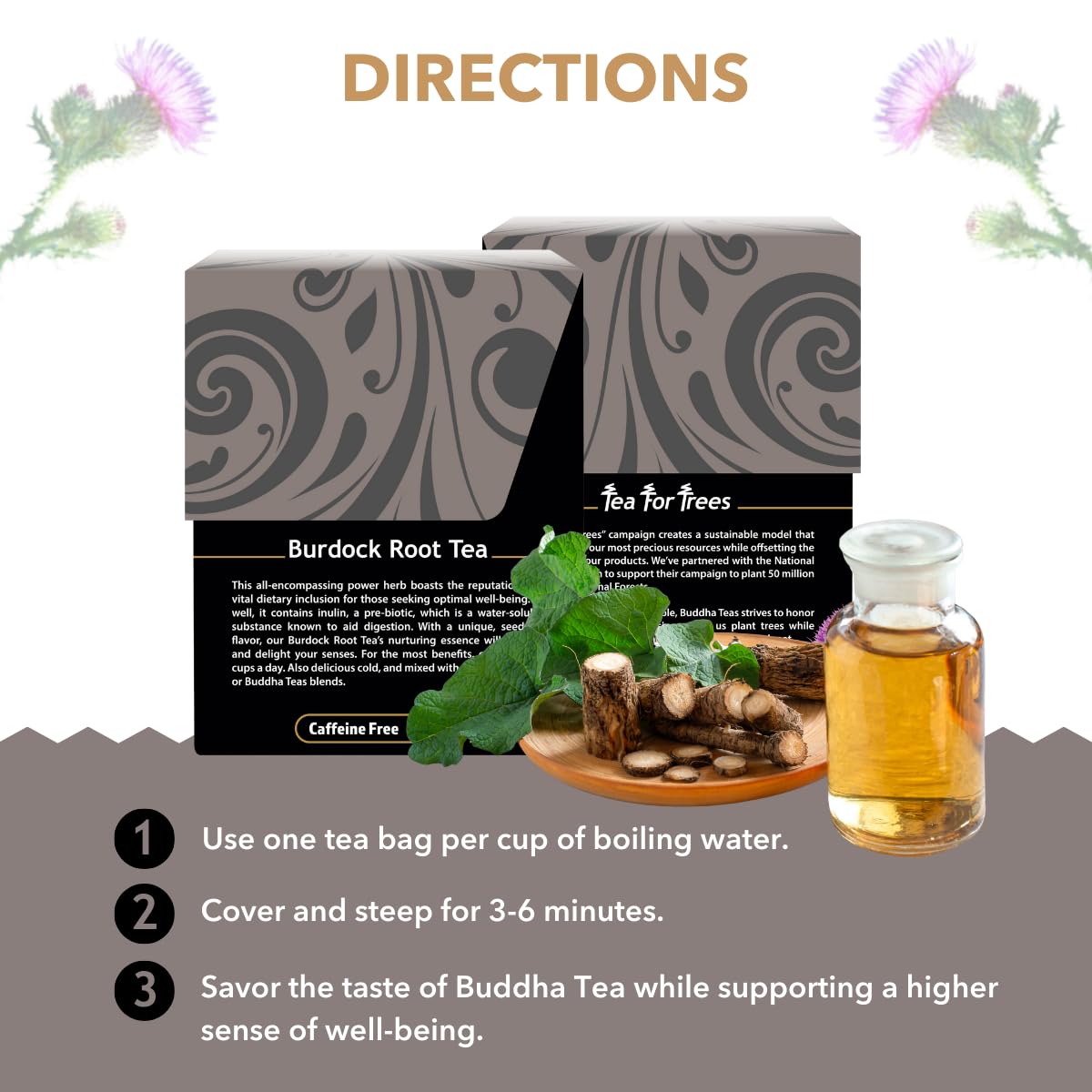 Buddha Teas Organic Burdock Root Tea - Herbal Tea, Caffeine Free