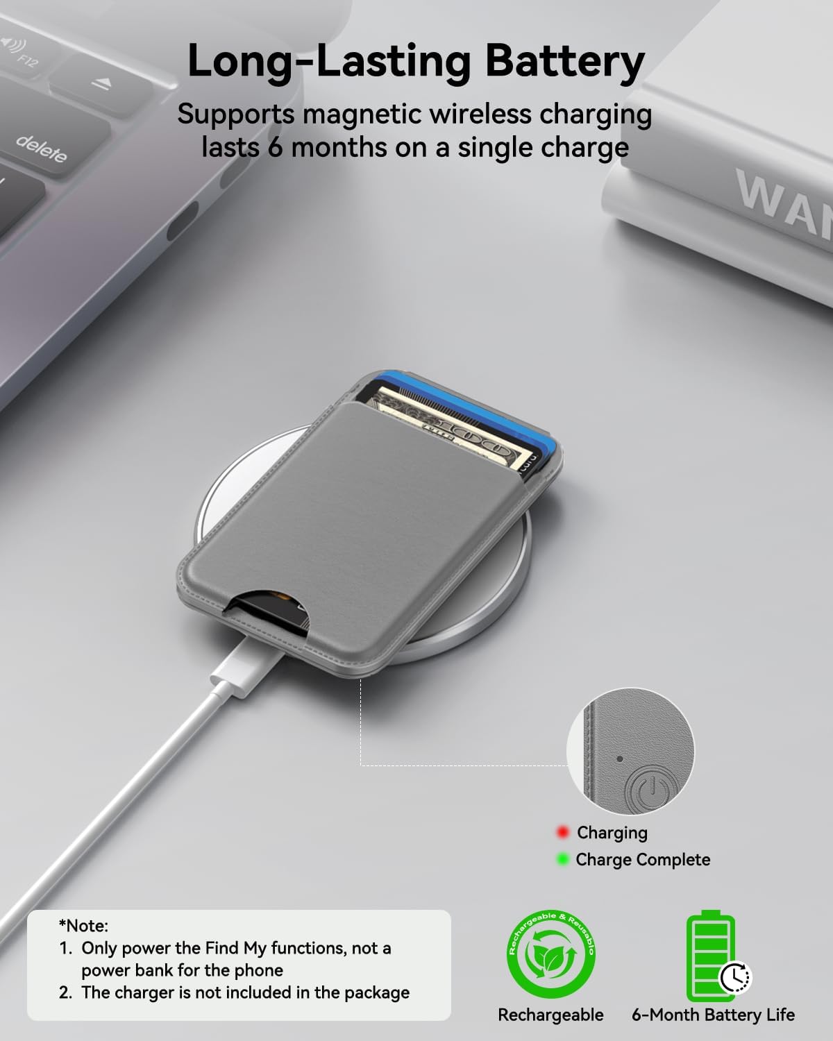 TWZKG for MagSafe Wallet, Works with Apple Find My,5 Card Holder with Stand