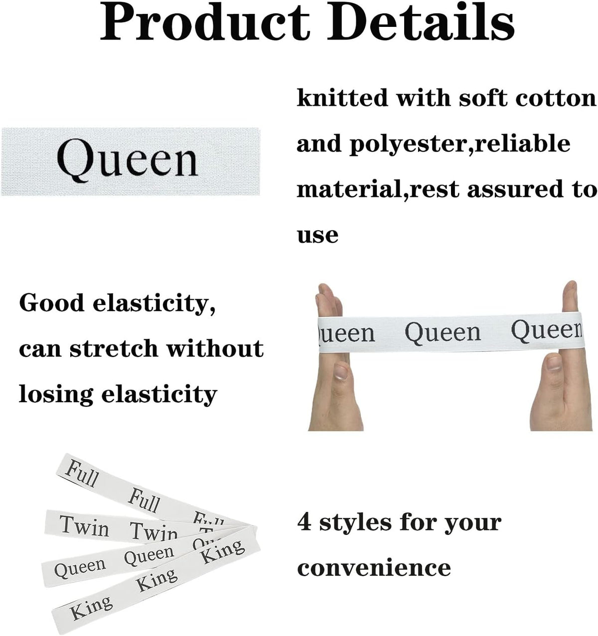 Bed Sheet Organizer Bands, Sheet Organizers and Storage Label Bands, Sheet Label for Bedding, Sheets Organizer for Closet,Sheet Keepers Linen Labels Bedding Bands (Queen)