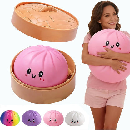 Giant Dumpling for Adults, 4/6/10 Inch Jumbo Dumpling Stress Ball, Soft Squeeze Decompression Dough, Anxiety Relief Fidget, Adult Fidget Tool (Purple L: 25cm/10 Inch)