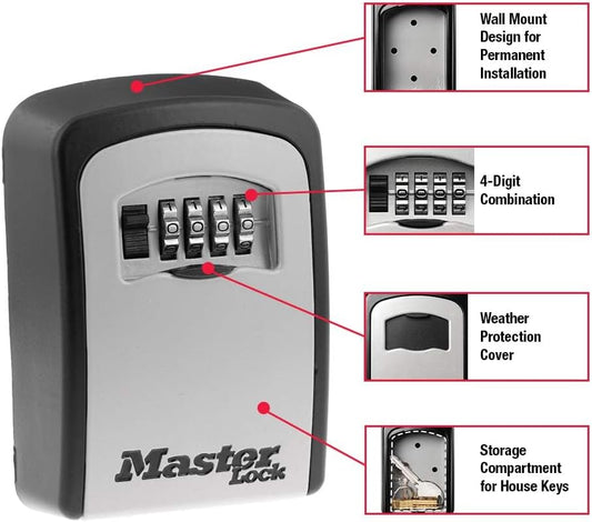 Master Lock 5-Key Combination Safe Black/Silver 5401D