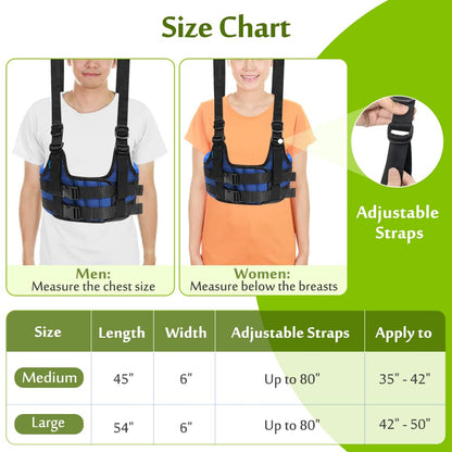 Back Stretcher Harness for Spinal Decompression, Lumbar Traction Belt & Inversion Table Alternative, Back Realignment Device for Herniated Disc Pain Relief – Large (42–50” Chest)