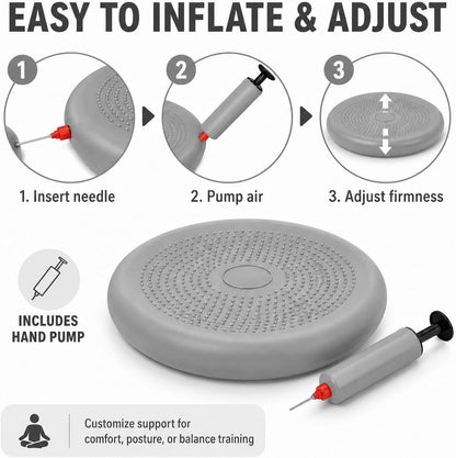 Hanstuten Wobble Seat Cushion & Core Balance Disc - Rubber Wiggle Seat for Active Sitting, Office Desk Chair, and Core Strength Training