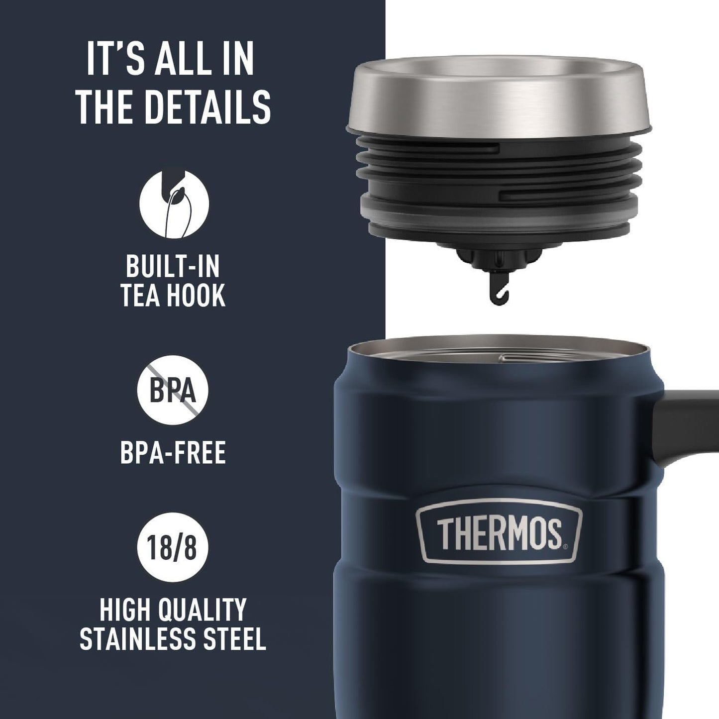 THERMOS Stainless King Vacuum-Insulated Travel Tumbler, 16 Ounce, Matte Steel