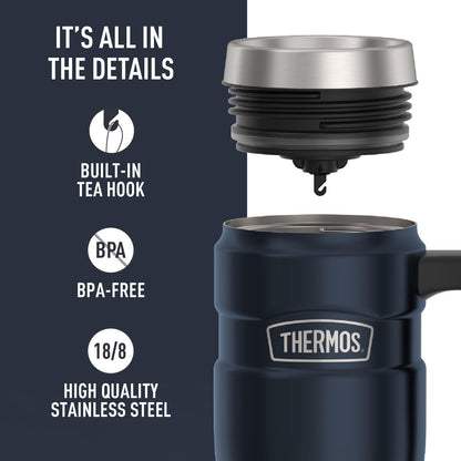THERMOS Stainless King Vacuum-Insulated Travel Tumbler, 16 Ounce, Matte Steel