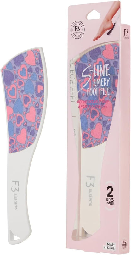 S-Line Emery Foot File, Colossal Double-Sided Pedicure Tool, Effective for Cracked Heel, Ergonomic Design for Easy Grip (Pattern)