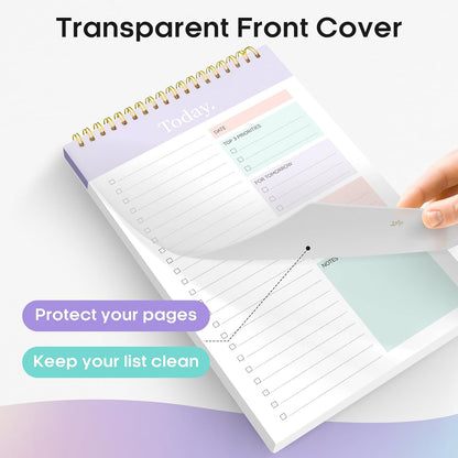 Taja To Do List Notepad - To Do List Notebook for Work with 52 Sheets, 9.8" x 6.5", Undated Daily Planner Perfect for Daily Tasks and Goal Setting, Notepad Suitable for Office, Home & School - Violet Dream