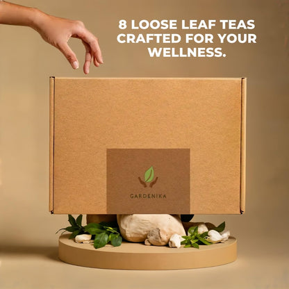 Gardenika Organic Loose Leaf Tea Sampler – 8 Pack, 1 LB – Herbal and Naturally Caffeine-Free Set - Ayurvedic Assortment Blend
