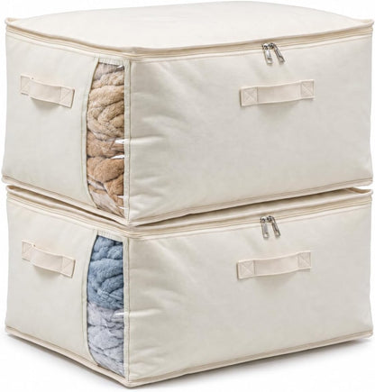 Canvas Comforter Storage Bags for Clothes & King Comforters, Natural