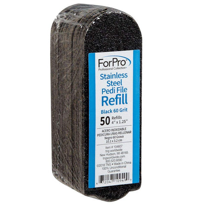 ForPro Professional Collection Stainless Steel Pedi File Refill, 180 Grit, White, EZ-Strip Peel Pedicure Refill Pads, 1.25” W x 4” L, 50-Count