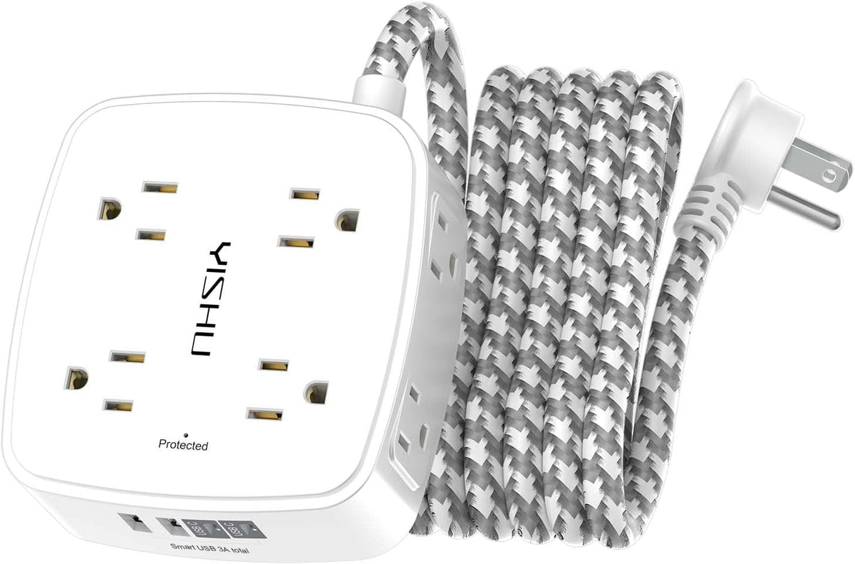 YISHU 6Ft Surge Protector Power Strip with 8 Widely Outlets & 4 USB Ports