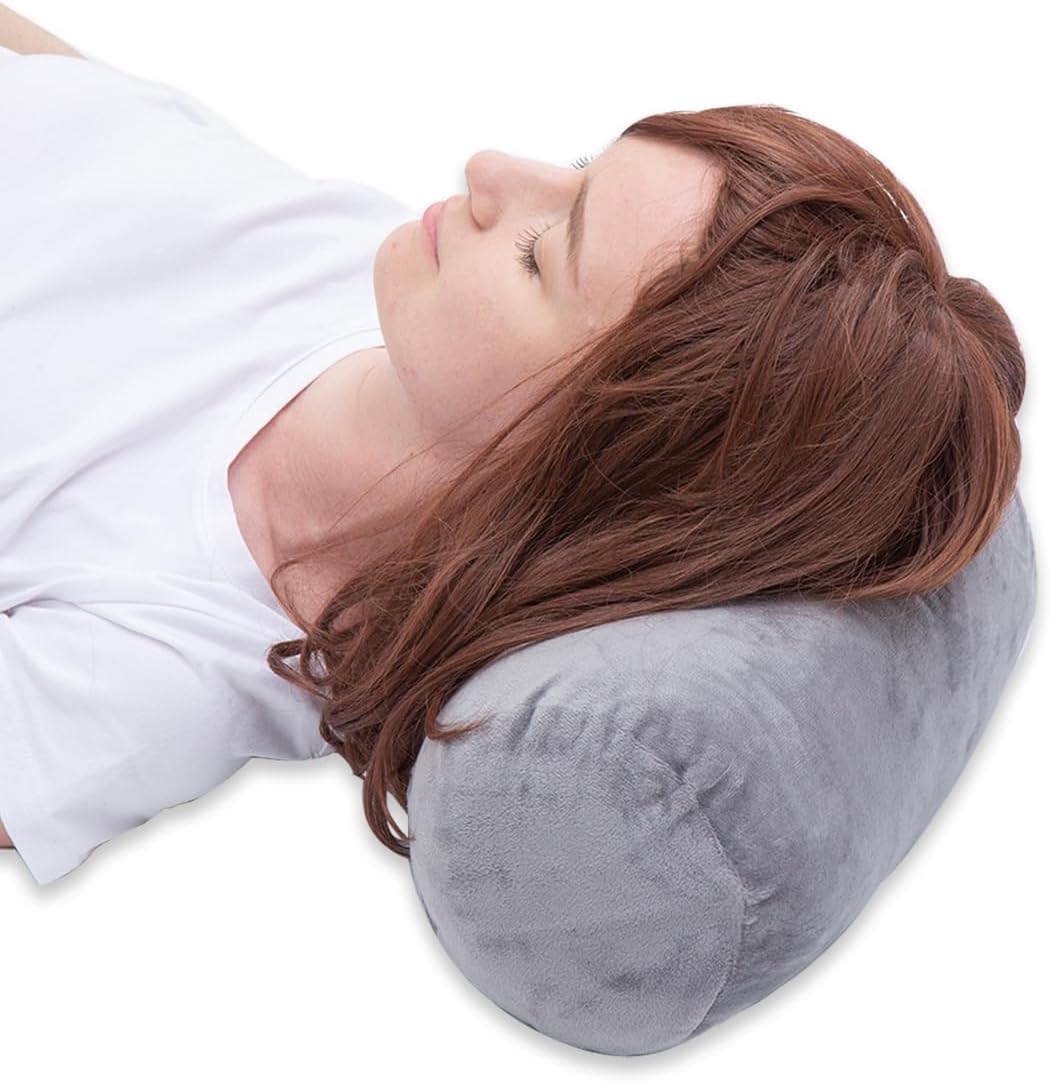 1 MIDDLE ONE Round Cylinder Bolster Pillow with Removable Velvet Cover, Tube Roll Cervical Pillow for Head, Neck, Back and Legs Support, 13"x 6", Blue