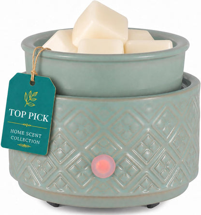 mocosa Ceramic Wax Warmer Wax Melt Warmer for Scented Wax 3-1 Electric Candle Warmer Home Fragrance Wax Burner for Mom Women(White-Fan Shaped)