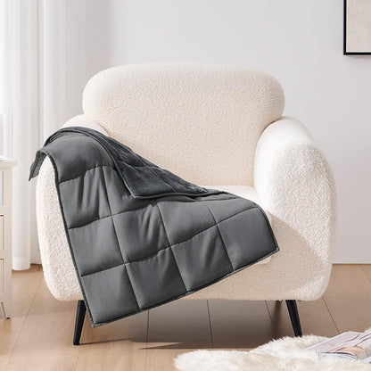 L'AGRATY Weighted Lap Pad 7lb: Small Weighted Blanket for Adults - Cooling Portable Travel Blanket for Relaxation Sleeping - Washable All-Season (29" x 24")