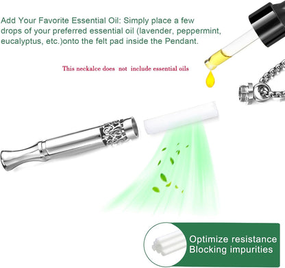 Quit Smoking Aid Necklace Stainless Steel Aromatherapy Diffuser (Rainbow)