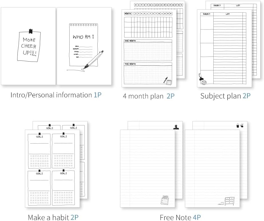 Monolike Basic B5 Monthly + Weekly Planner pad, A SET - Academic Planner, Weekly & Monthly Planner, To-do list, Note pad, Scheduler