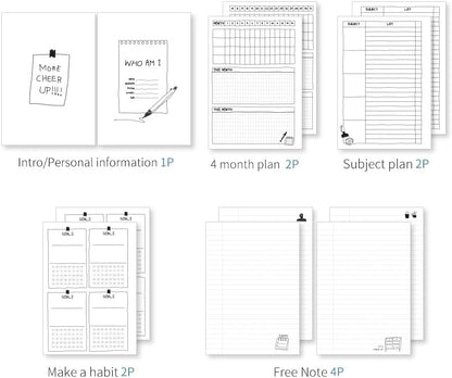 Monolike Basic B5 Monthly + Weekly Planner pad, A SET - Academic Planner, Weekly & Monthly Planner, To-do list, Note pad, Scheduler