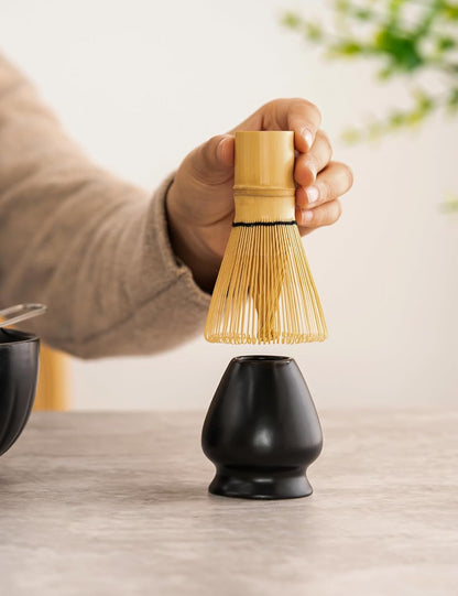 TANG PIN Matcha Set - Match Bowl and Whisk, 15 OZ, Matcha Scoop | Matcha Whisk Stand (Chasen Holder) - 5pc Perfect Matcha Kit for Matcha Tea Ceremony (Mottled Green)