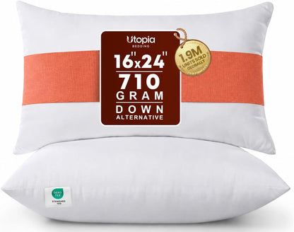 Utopia Bedding 12x20 Pillow Inserts, Set of 2, White – Indoor Decorative Throw Pillows for Bed, Sofa & Couch – Soft, Supportive & Fluffy Cushion Inserts