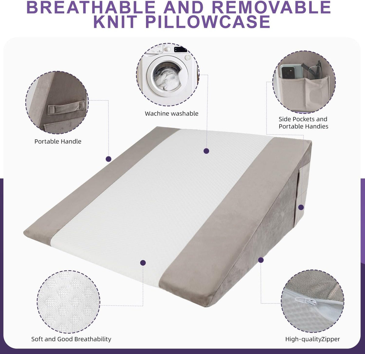 CHxxy Memory Foam Bed Wedge Pillow (10"x24"x24")