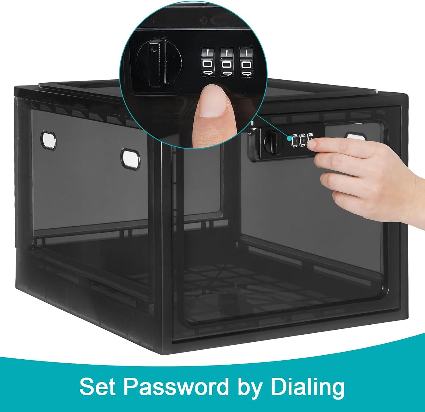 Lalifebuss Combination Lock Boxes for Personal Items, Lockable Storage Box for Office Locker/School/Medicine/Snacks/Phone Jail/Electronic/Home (1 Pack/Black)