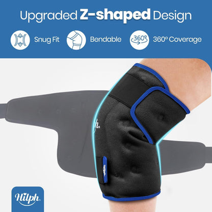 360° Full Coverage Knee Ice Pack Wrap for Post-Surgery Recovery - Bendable & Adjustable Hot Cold Therapy for Pain Relief, Swelling, Arthritis - Easy to Wear, Reusable Gel Pack for Men & Women, Black
