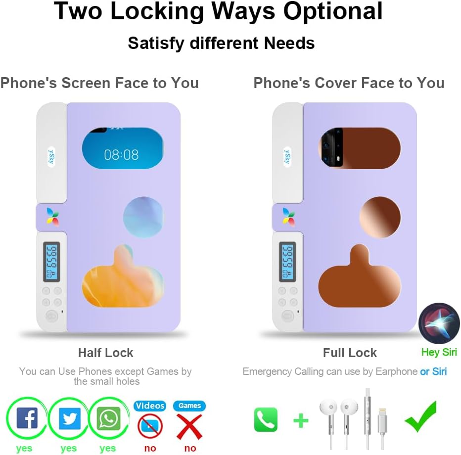 ySky Phone Lock Box with Timer,Phone Access Blocker Device for Cell Phones, Limits Smartphone Access, Reduces Screen Time & Improves Focus,Timed Jail Locker to Help Kids,Students, Adults Focus Back