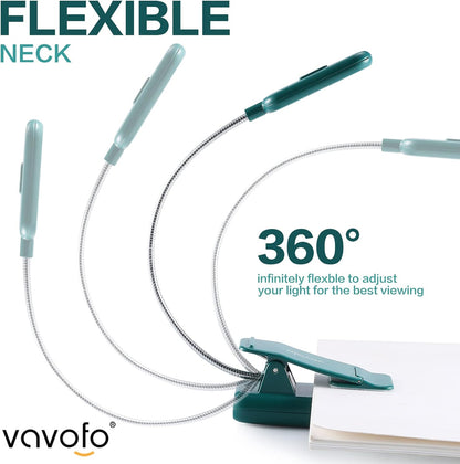 VAVOFO Clip On Book Light for Bed Kids, 7 LED Reading Light with 9-Level Warm Cool White Daylight, Eye Care Lamp with Power Indicator for Bookworms (Blue)